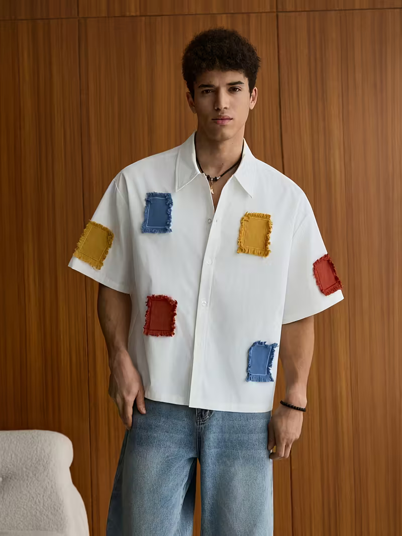 Men's Color Block Patchwork Shirt