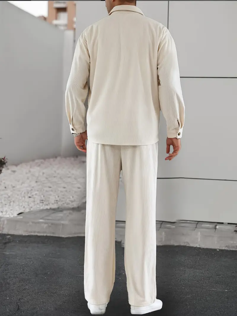 Men's Apricot Printed Full Sleeve Shirt & Pants Set