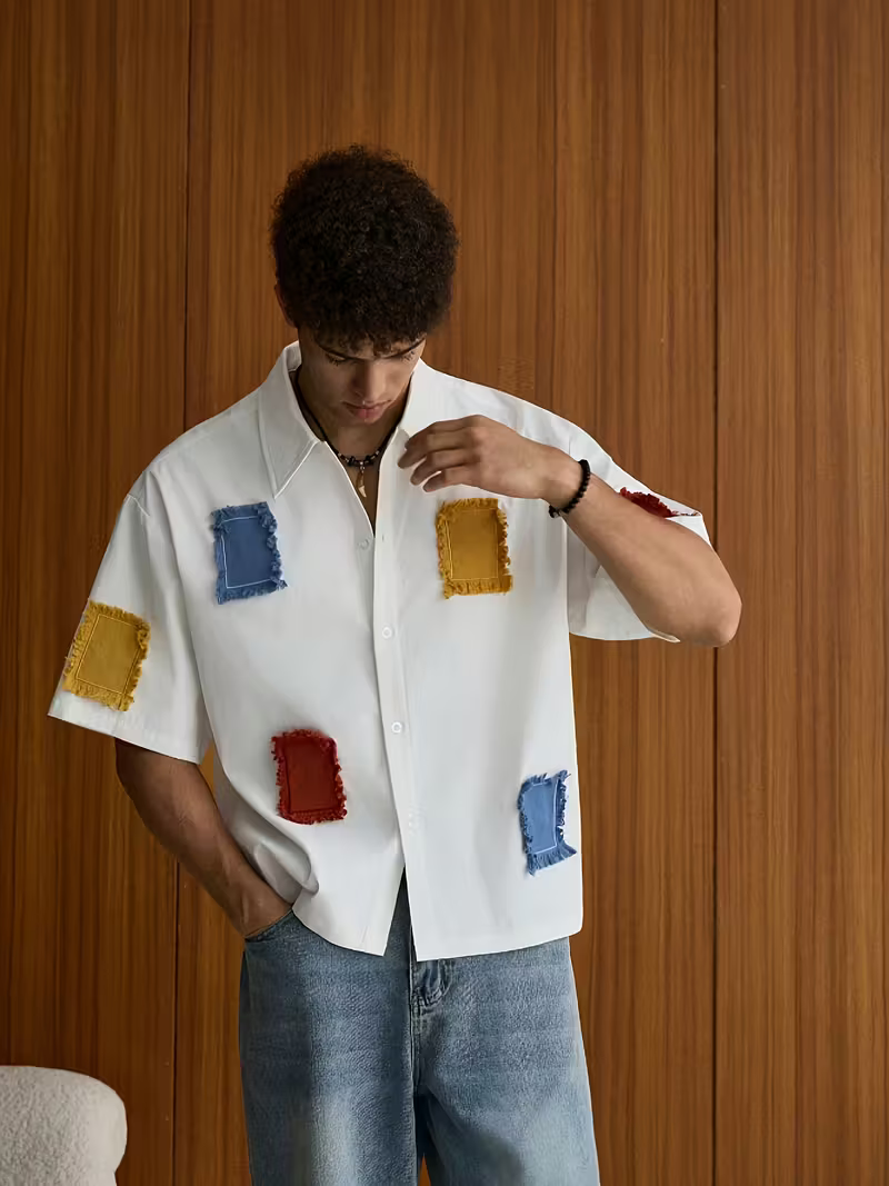Men's Color Block Patchwork Shirt