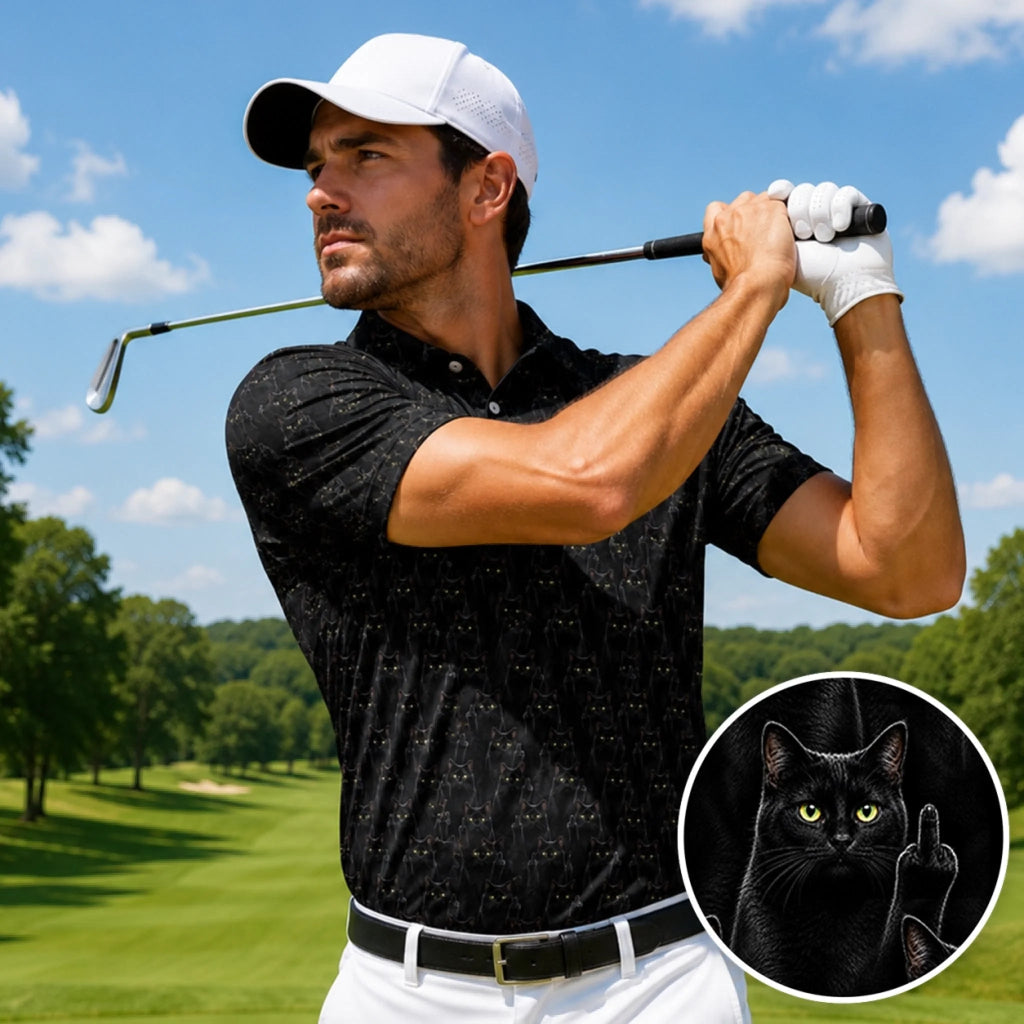 Personalized Polo Shirt – Cat Pattern