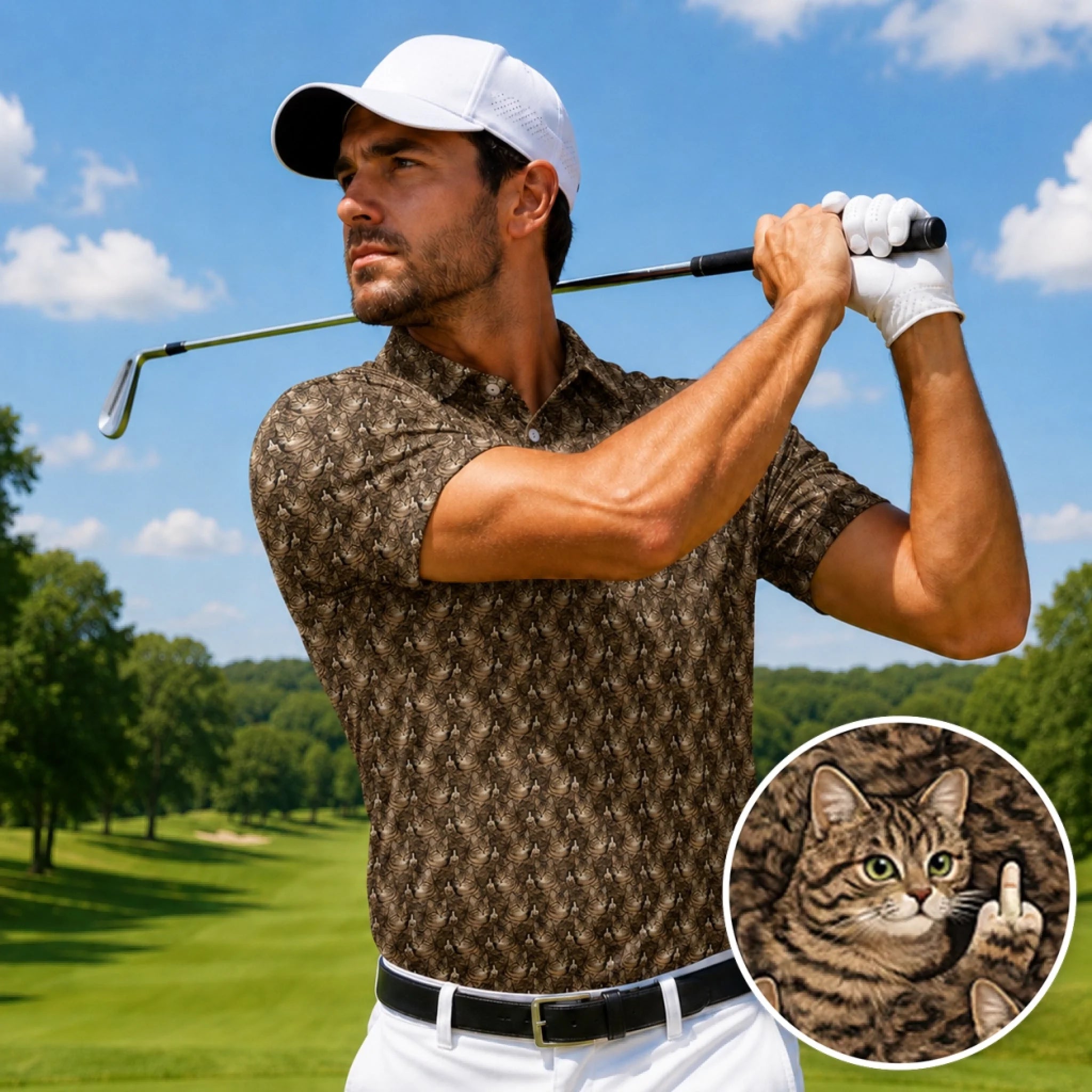 Personalized Polo Shirt – Cat Pattern