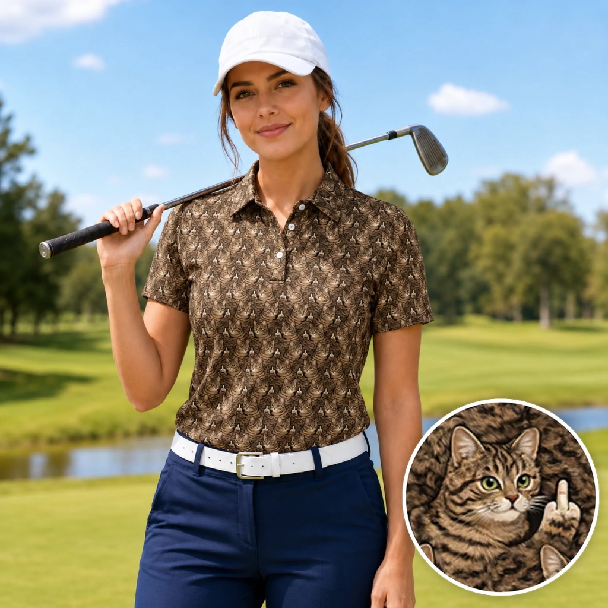 Personalized Polo Shirt – Cat Pattern