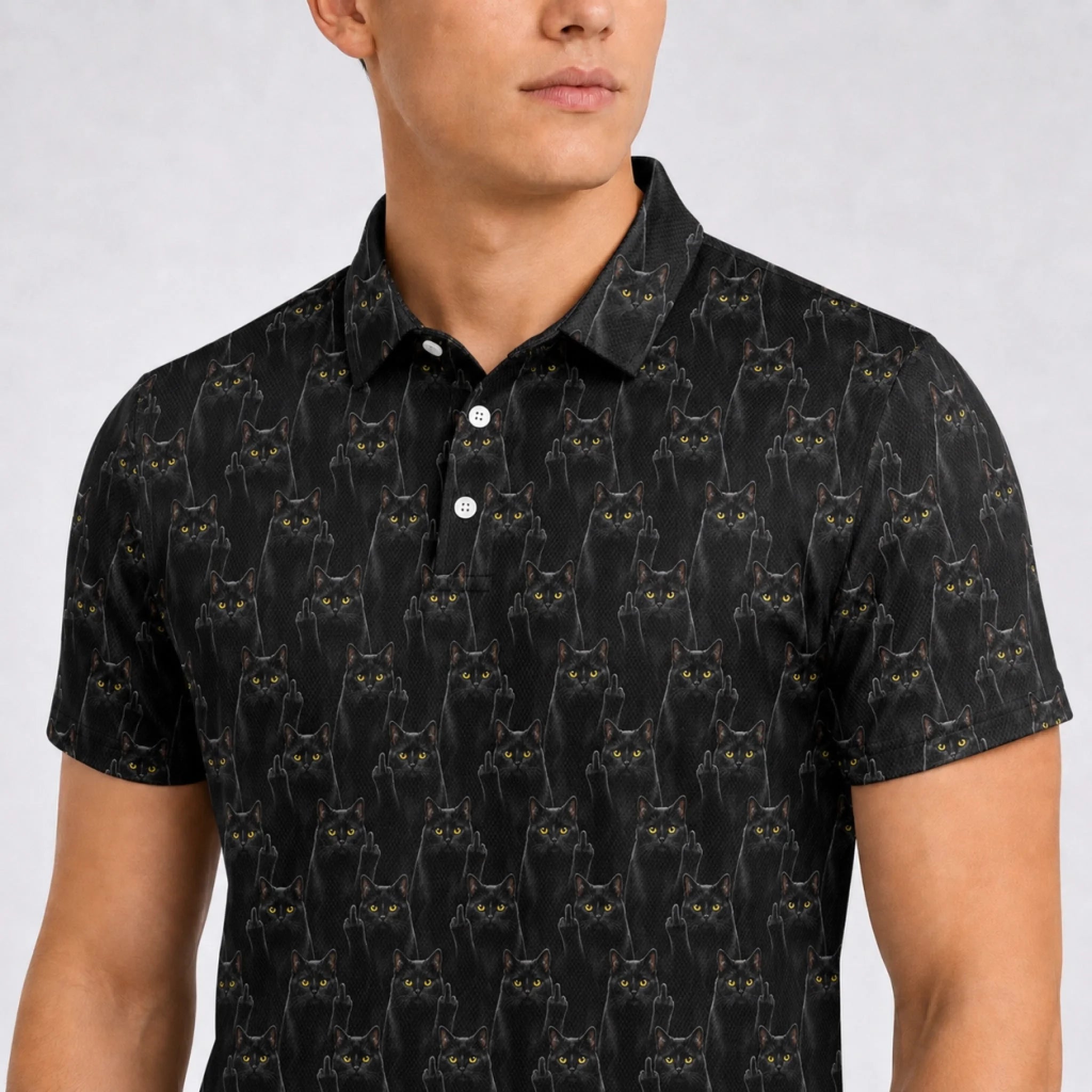 Personalized Polo Shirt – Cat Pattern