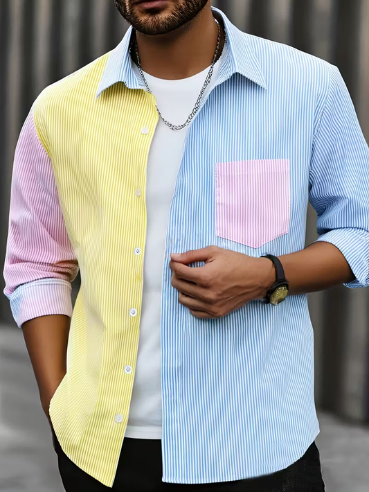 Men's  Classic Striped Long Sleeve Shirt