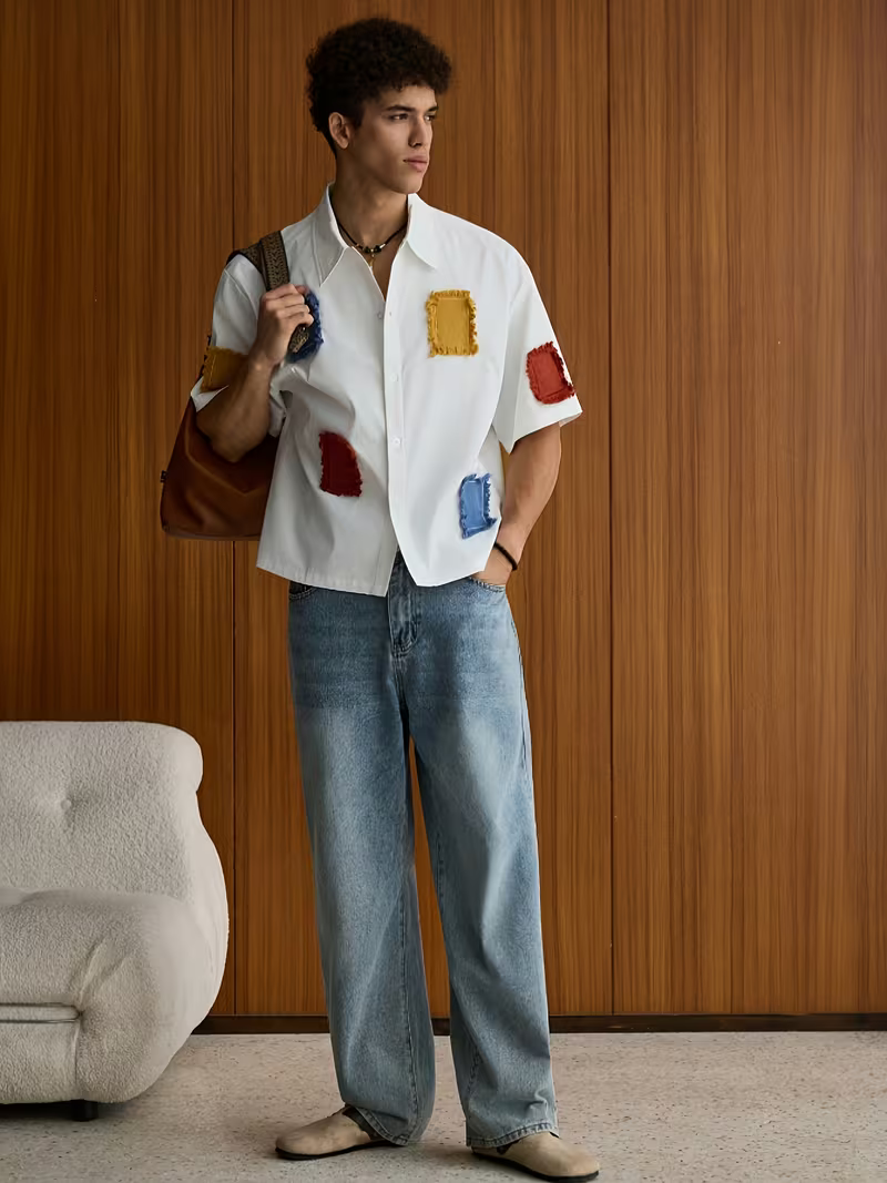 Men's Color Block Patchwork Shirt